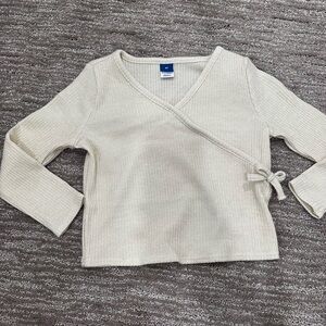 Toddle Girl Long-Sleeve Ribbed Wrap-Front Top